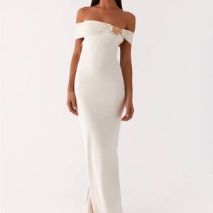 Peppermayo Elegant Cream Strapless Open Back Dress
